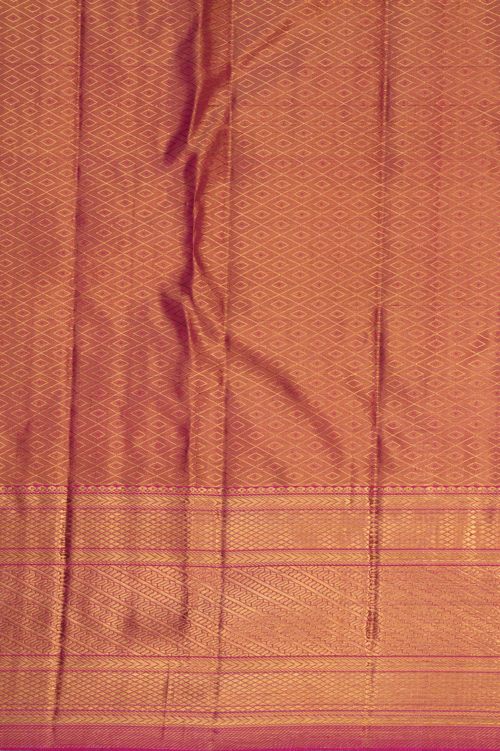 Image of Kanchipuram Tissue Brocade Coral Pink Saree